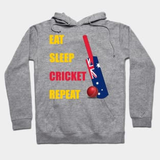 Eat Sleep Cricket Repeat Australia Flag Cricket Bat Hoodie